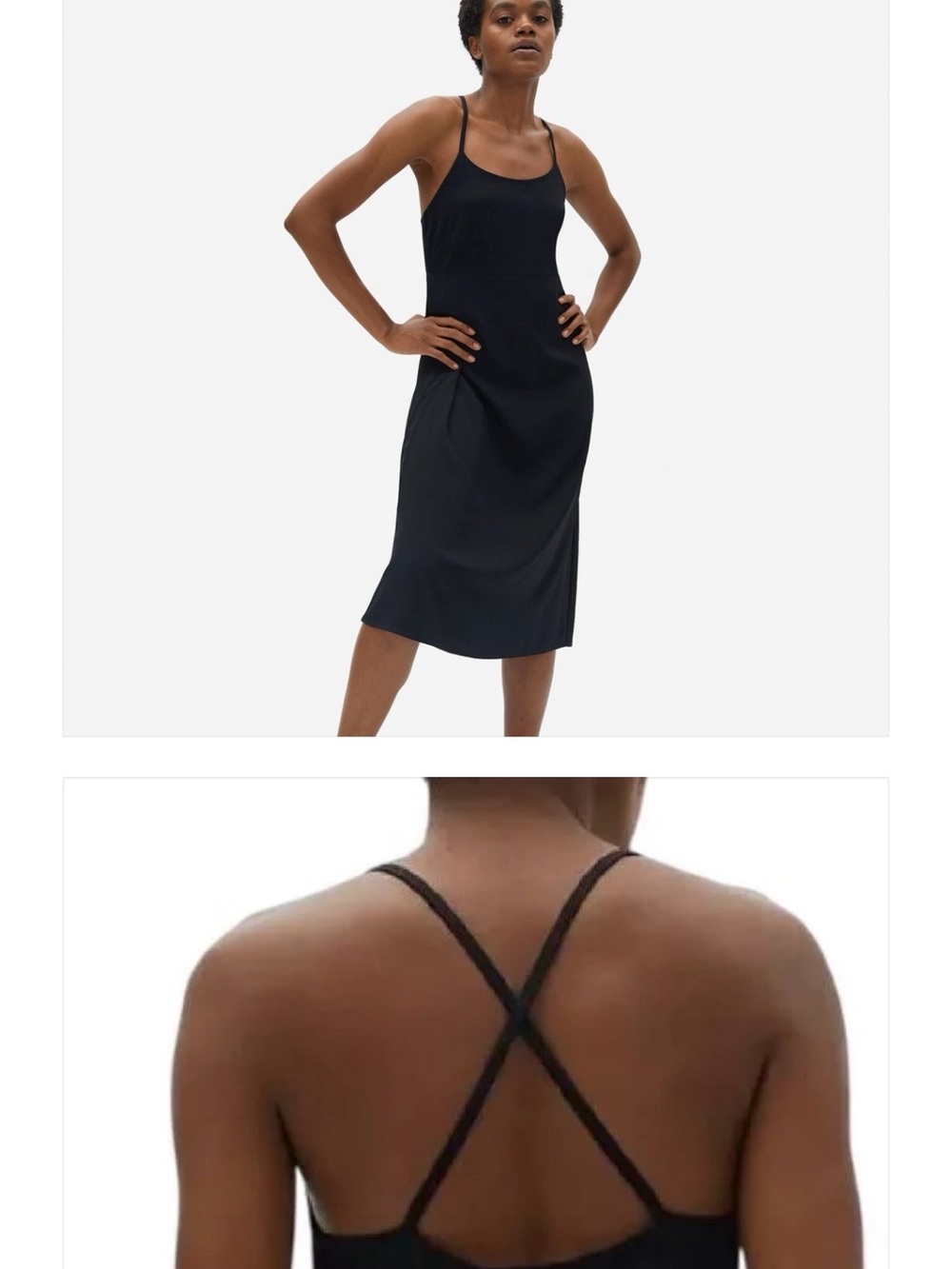 Everlane Japanese GoWeave Cross Back Slip Dress Black Triacetate 10